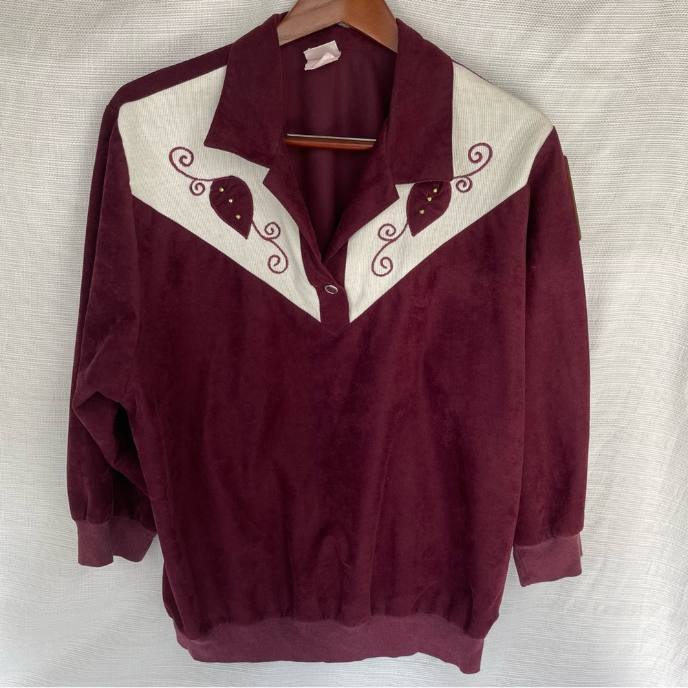 VINTAGE g.w. (division of graff) Women's XL Maroon Poly Pullover Shirt #00170